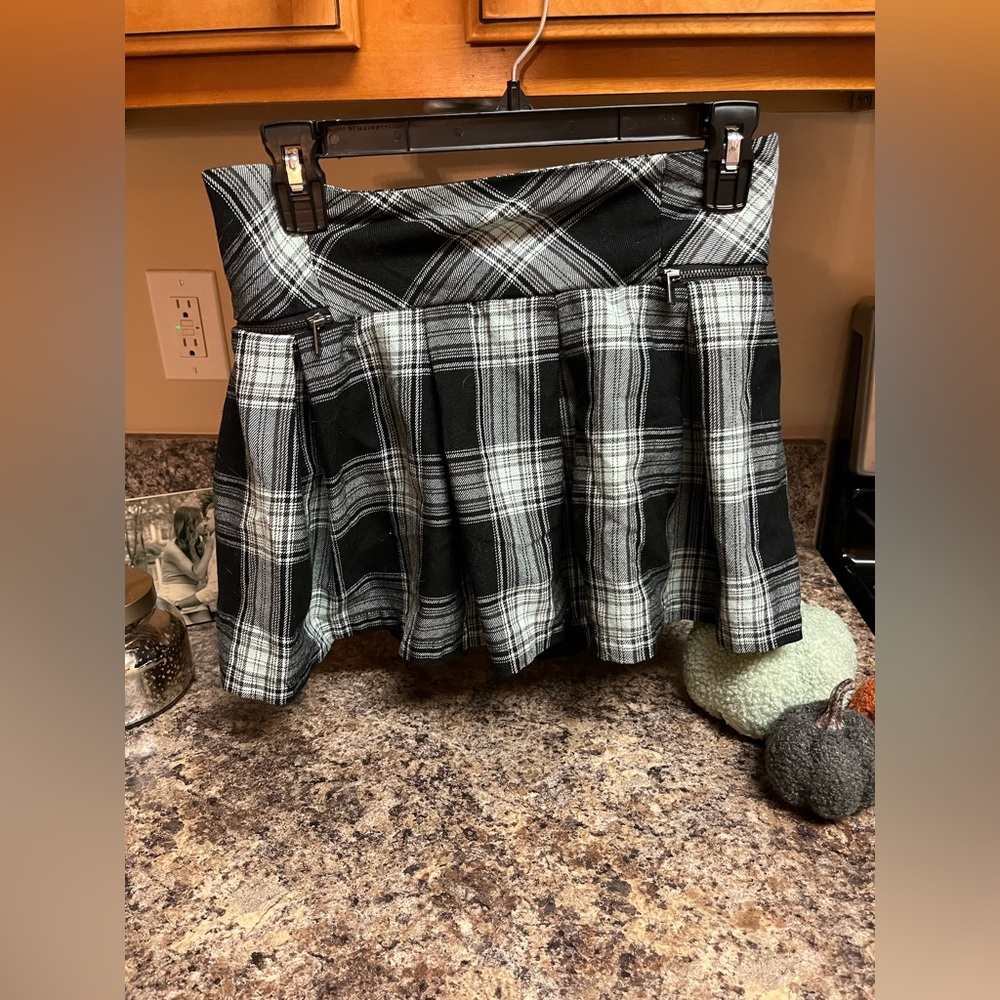 Cute school girl costume mini skirt or school skirt, plaid mini skirt w shorts
